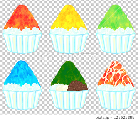 Shaved ice illustration set vector material Shaved ice illustration set vector material 125623899