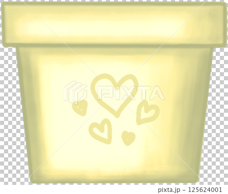 Lovely style and colors with hearts pattern of yellow ceramic or terracotta pot for growing plants. 125624001