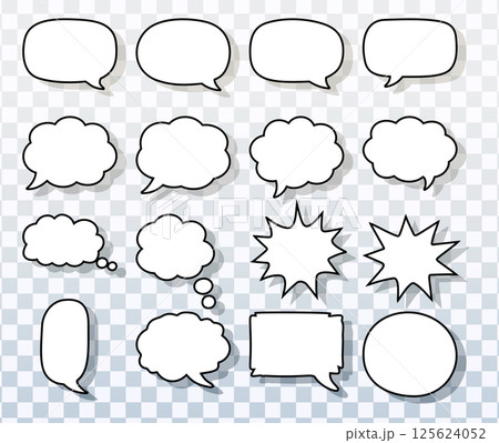 comic chat outline bubbles vector collection on transparent background, comic chat outline bubbles vector collection on transparent background, 125624052