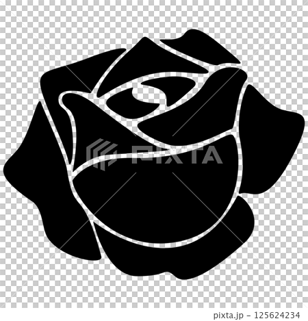 バラの花のアイコン　モノトーン 125624234