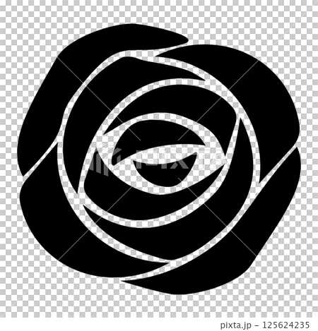 バラの花のアイコン　モノトーン 125624235