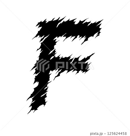 Death-metal font. Shredded letter on white background. Custom lettering. Death-metal font. Shredded letter on white background. Custom lettering. 125624458