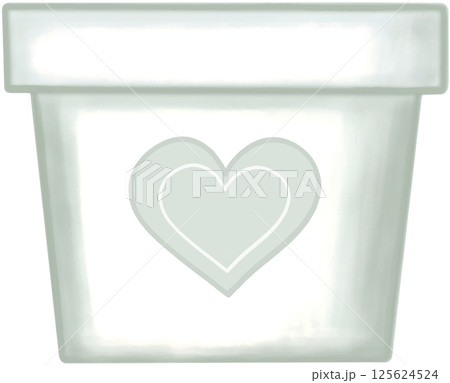 Lovely style and colors with hearts pattern of white ceramic or terracotta pot for growing plants. 125624524
