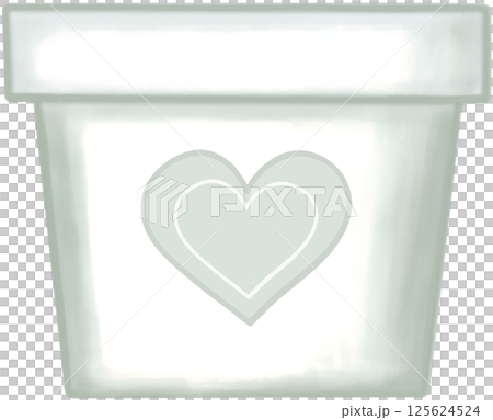 Lovely style and colors with hearts pattern of white ceramic or terracotta pot for growing plants. 125624524