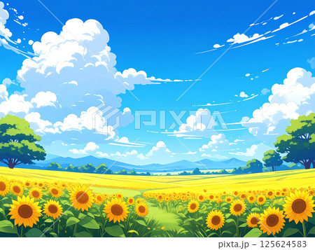青空と向日葵畑 125624583