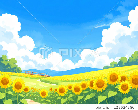 青空と向日葵畑 青空と向日葵畑 125624586