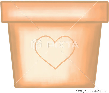 Lovely style and colors with hearts pattern of an orange ceramic or terracotta pot for growing plants. Lovely style and colors with hearts pattern of an orange ceramic or terracotta pot for growing plants. 125624597