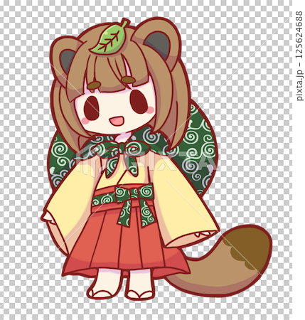 身披風呂敷的浣熊女孩 125624688