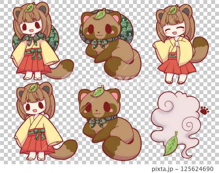 浣熊女孩套裝 125624690