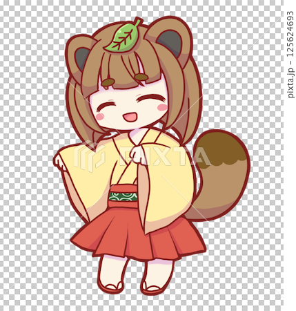 微笑的浣熊女孩 125624693