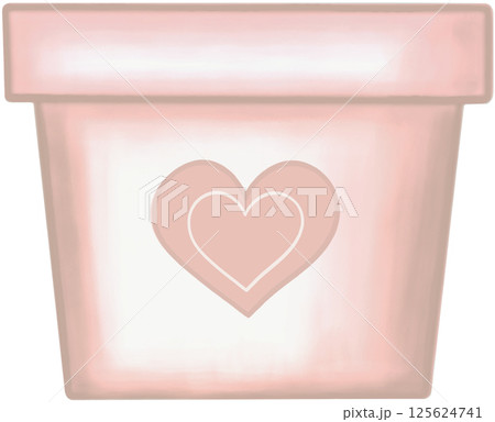 Lovely style and colors with hearts pattern of pink ceramic or terracotta pot for growing plants. 125624741