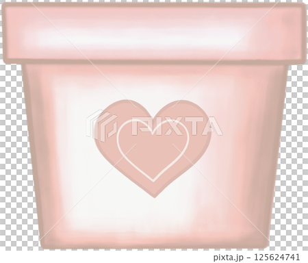 Lovely style and colors with hearts pattern of pink ceramic or terracotta pot for growing plants. 125624741