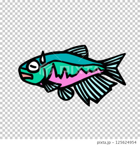 シンプルな悲しむオイカワのイラスト シンプルな悲しむオイカワのイラスト 125624954