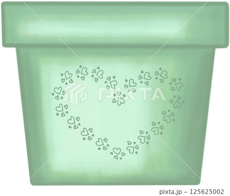 Lovely style and colors with hearts pattern of green ceramic or terracotta pot for growing plants. Lovely style and colors with hearts pattern of green ceramic or terracotta pot for growing plants. 125625002