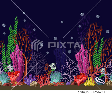 Seamless border with sea herbs. 125625150