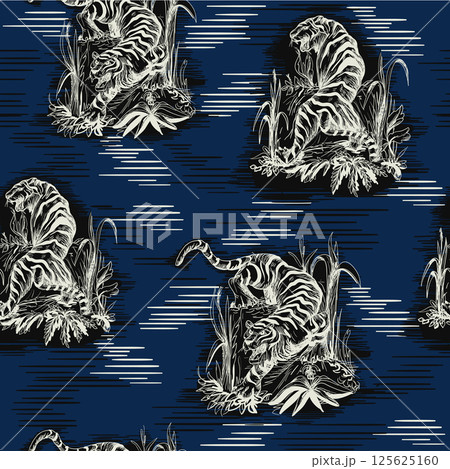 Seamless pattern in chinoiserie style for fabric or interior design. 125625160