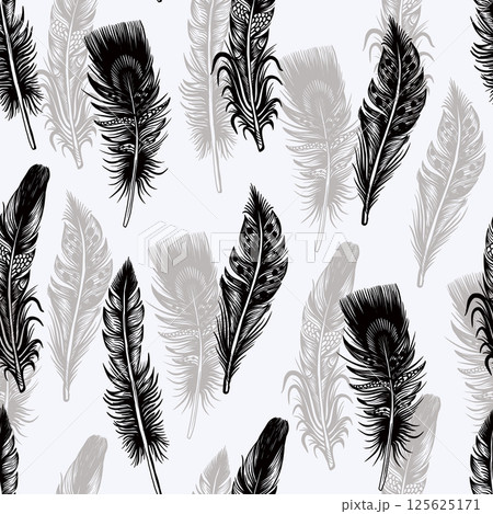Seamless pattern with graphic feather. Seamless pattern with graphic feather. 125625171
