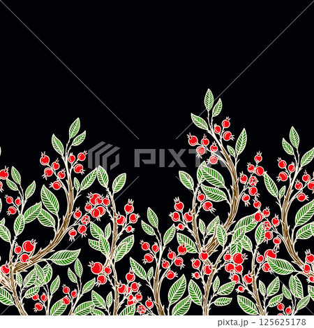 Seamless border with cranberries. Seamless border with cranberries. 125625178