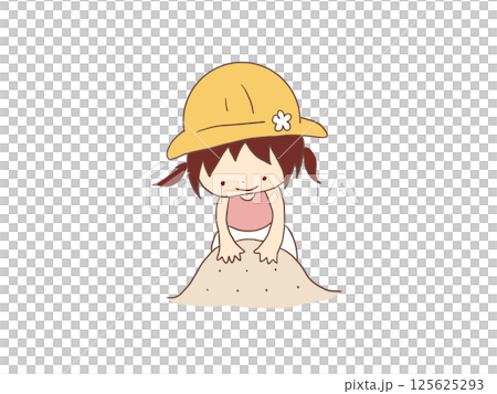 Girl playing in sand Girl playing in sand 125625293