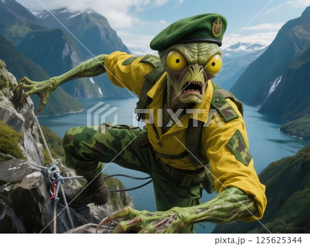 カマキリ型異星人「マンティス・マン」ミルフォードサウンド登山 カマキリ型異星人「マンティス・マン」ミルフォードサウンド登山 125625344