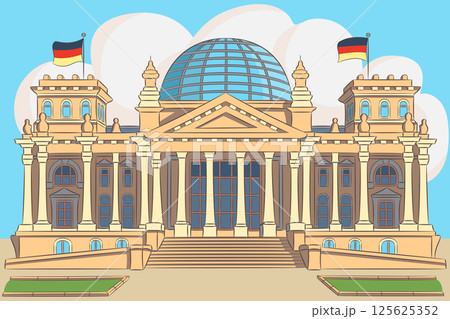 Reichstag building Berlin Germany illustration 125625352