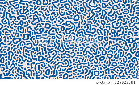 Navy blue psychedelic texture. Abstract background with Turing diffusion effect. Trippy hypnotic abstraction. 125625391