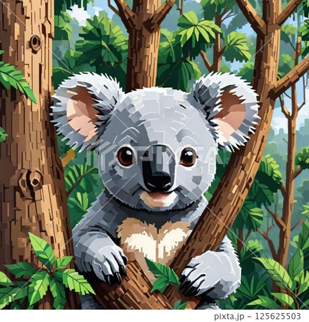 かわいいドット絵　コアラさん ラインスタンプ風  つんつん 125625503