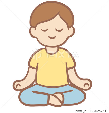 Meditation Pose A cartoon character of a person meditating. 125625741