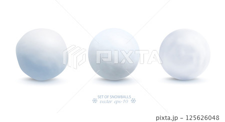 Set of snowballs isolated on white background . Snow ball ice vector .New year banner . 125626048