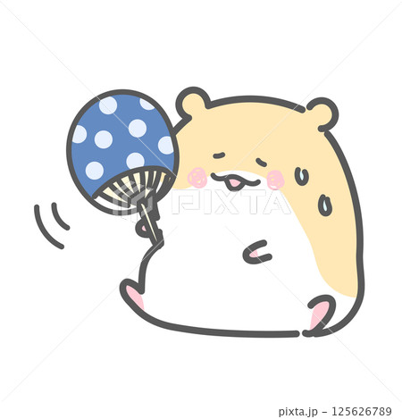 うちわであおぐゴールデンハムスター うちわであおぐゴールデンハムスター 125626789