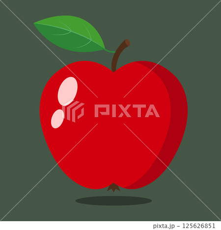 Red apple illustration isolated on green background. 125626851