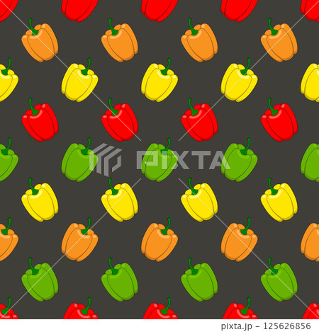 Endless seamless pattern of fresh bell pepper. 125626856