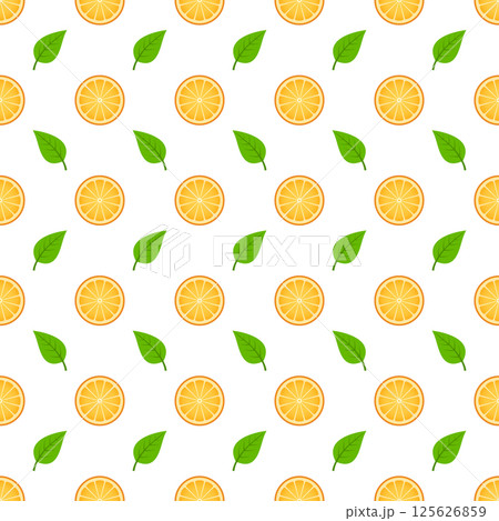 Seamless pattern with oranges and leaves. 125626859