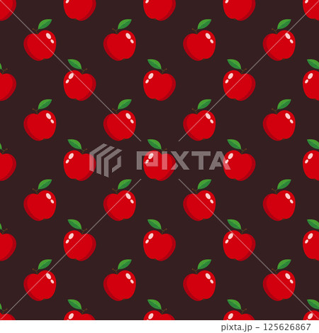 Vector red apples seamless pattern on red background. 125626867