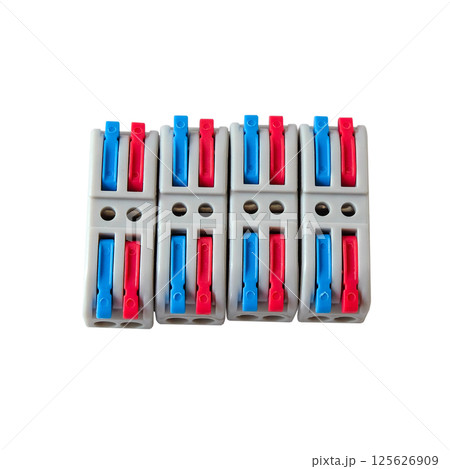 wire connector terminal block ,electrician installs a junction box. wire connector terminal block ,electrician installs a junction box. 125626909