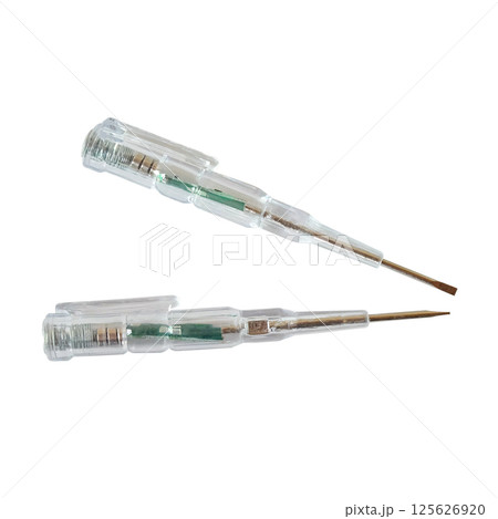 Voltage test or Electric Detection Screwdriver on white. Voltage test or Electric Detection Screwdriver on white. 125626920