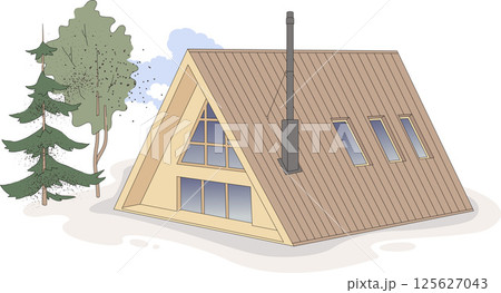 Contemporary Country A-Shape House or Cabin Contemporary Country A-Shape House or Cabin 125627043