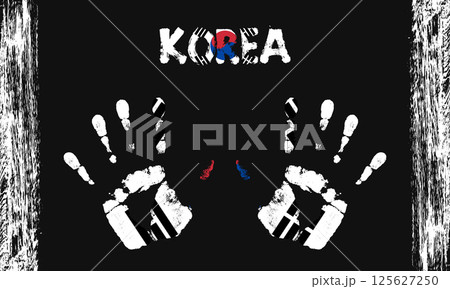 Vector flag of Korea with a palm Vector flag of Korea with a palm 125627250