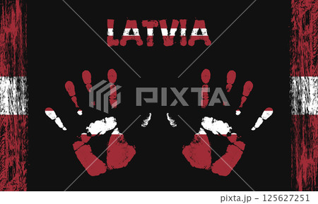 Vector flag of Latvia with a palm Vector flag of Latvia with a palm 125627251
