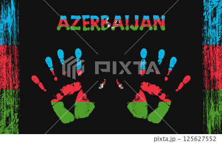 Vector flag of Azerbaijan with a palm 125627552