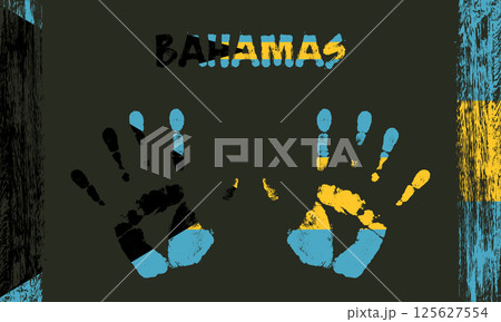 Vector flag of Bahamas with a palm 125627554