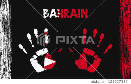 Vector flag of Bahrain with a palm 125627555