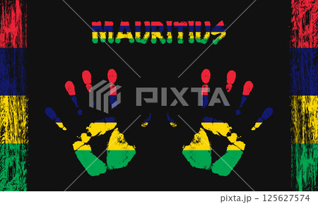 Vector flag of Mauritius Islands with a palm 125627574