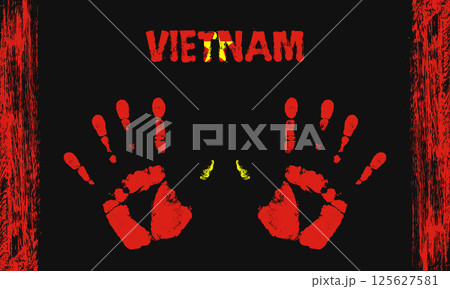 Vector flag of Vietnam with a palm 125627581