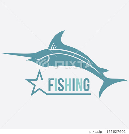Blue marlin fishing vector logo design Blue marlin fishing vector logo design 125627601