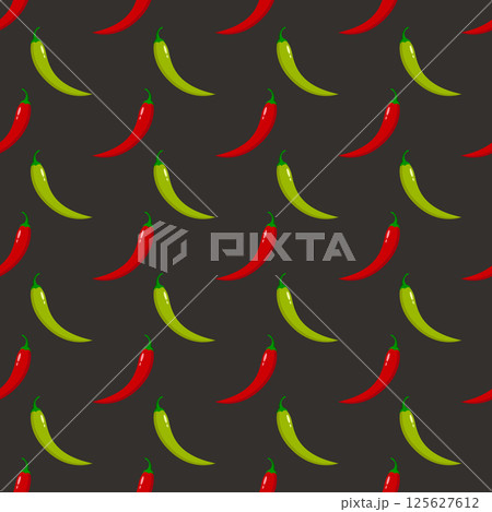 Seamless pattern green and red hot peppers. Seamless pattern green and red hot peppers. 125627612