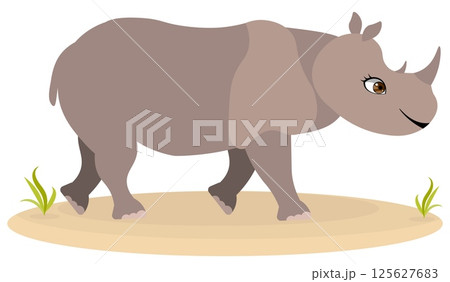 Cute zoo. Vector animals. Funny rhinoceros. Vector collection of animals. Isolated 125627683