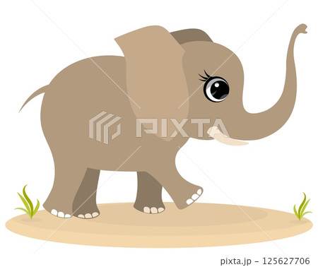 Cute zoo. Vector animals. Cute little elephant. Vector collection of animals. Isolated 125627706