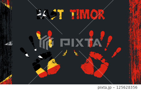Vector flag of East Timor with a palm Vector flag of East Timor with a palm 125628356