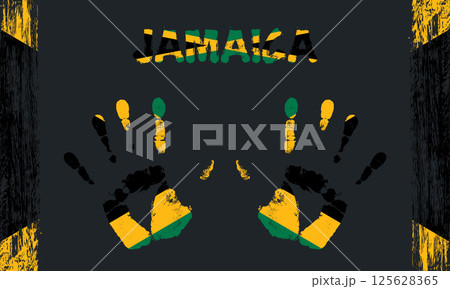 Vector flag of Jamaica with a palm 125628365